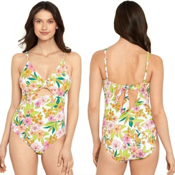 Time & Tru White Floral Front Cutout One Piece Swimsuit Plussize 3X - Picture 15 of 16